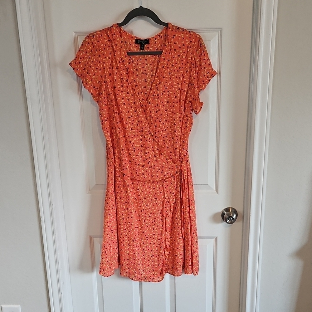 Jessica Simpson Peach Wrap Sundress with Flutter Sleeves Sz XL